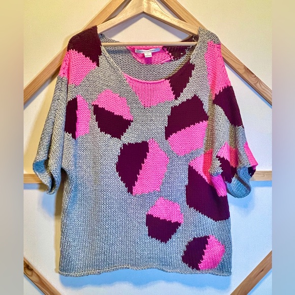 Diane von Furstenberg Zita Intarsia Oversized Sweater in Hexagon Halves Sz M/L - Picture 2 of 8